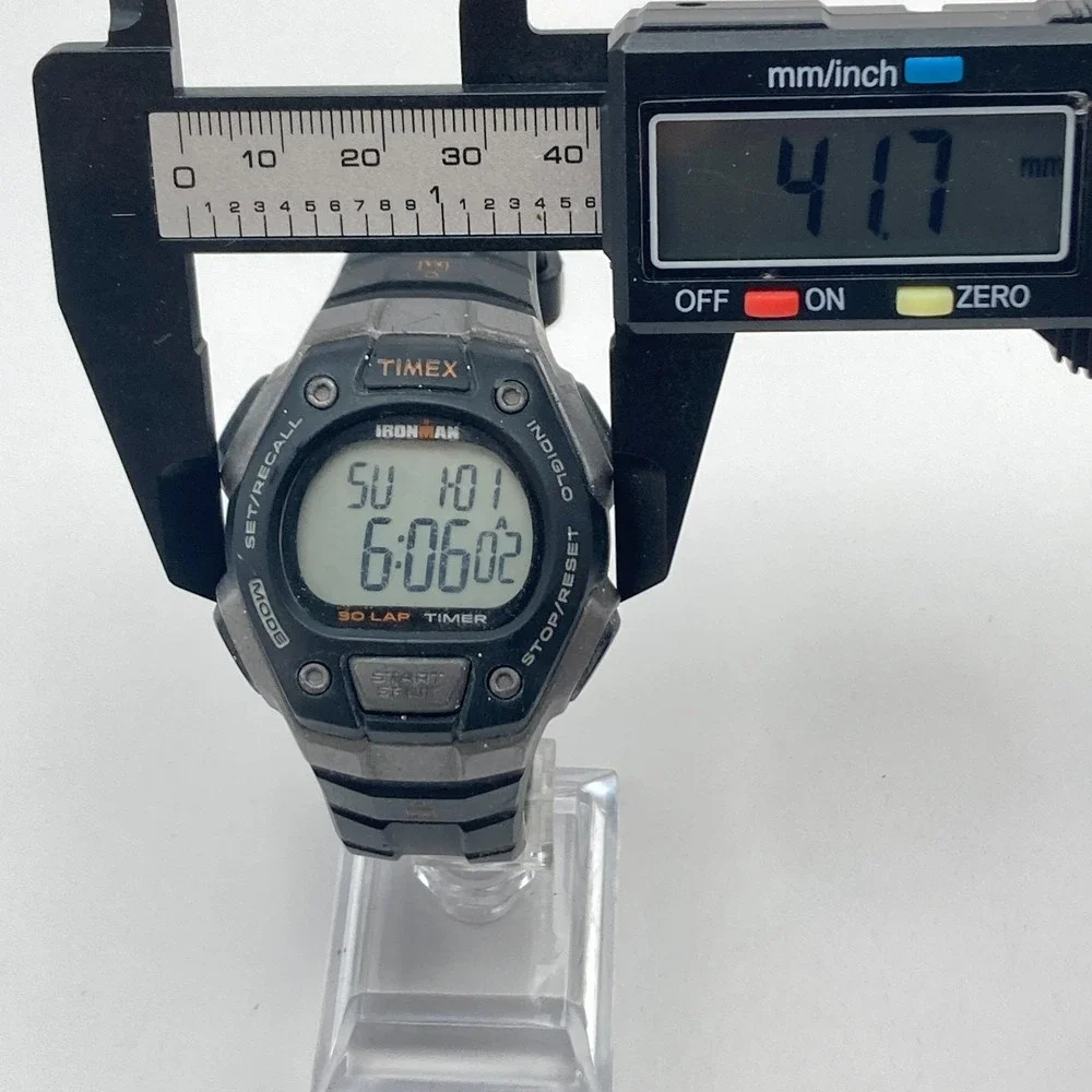 Timex Ironman Men's Watch Digital Gray Black Indiglo 30 Lap Chrono New Battery